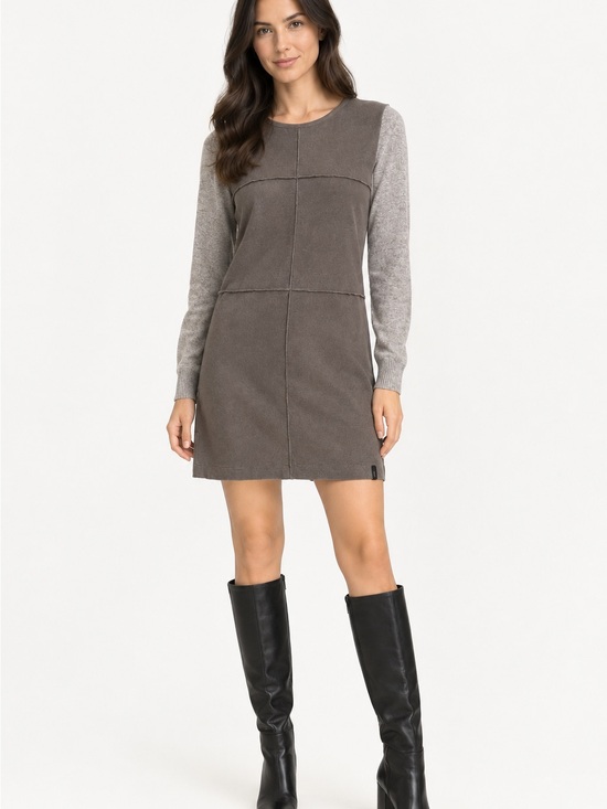 RUDSAK Dresses & Skirts - RUDSAK Women’s Taupe Faux Suede Sweater Dress Angora Blend